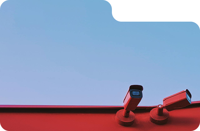 Security cameras on a rooftop